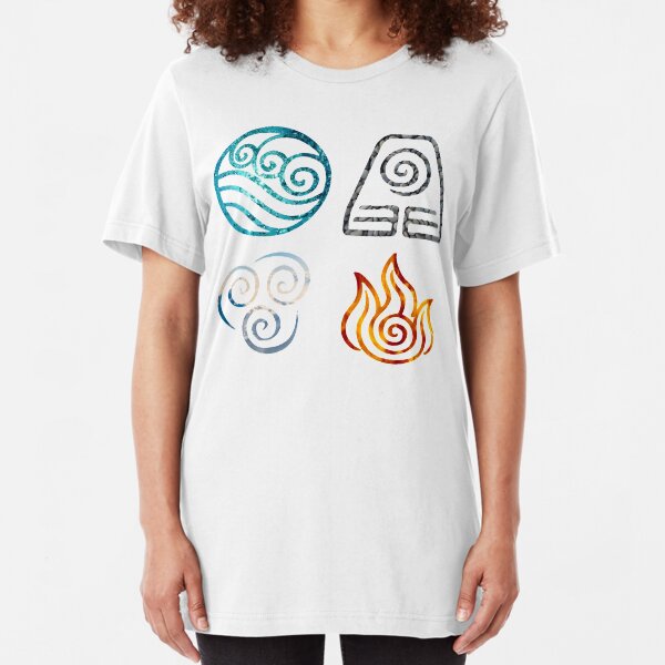 Avatar the Last Airbender Element Symbols Slim Fit T-Shirt