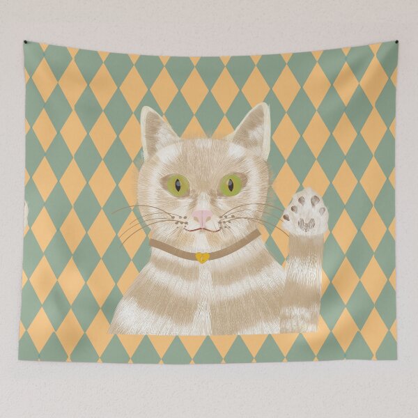 Item preview, Happy cat on rhombuses designed and sold by Carmelagaminde.