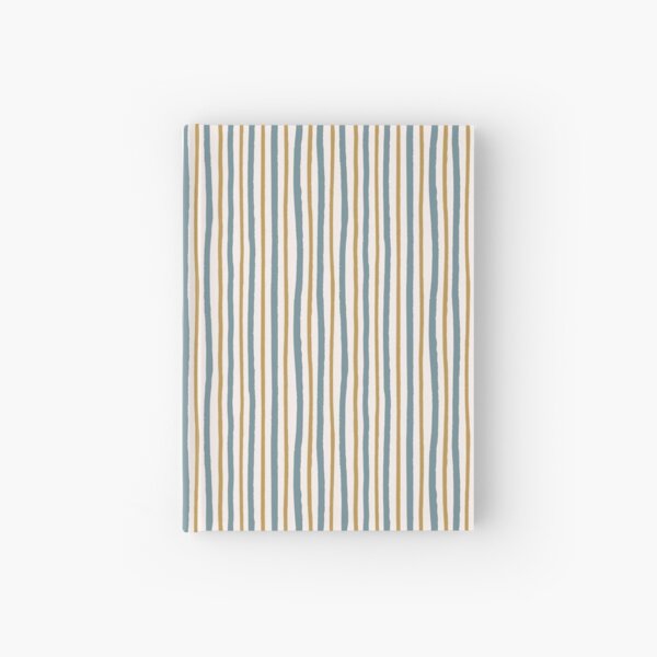 wonky stripes blue and gold Hardcover Journal
