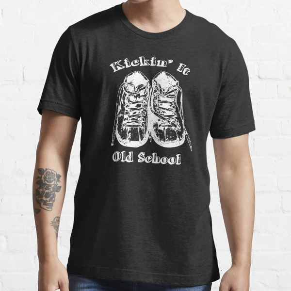 Kicking it Old School Tshirt Funny Vintage Shirts Mens Graphic Tees Shoes  Shirt Essential T-Shirt for Sale by lastearth