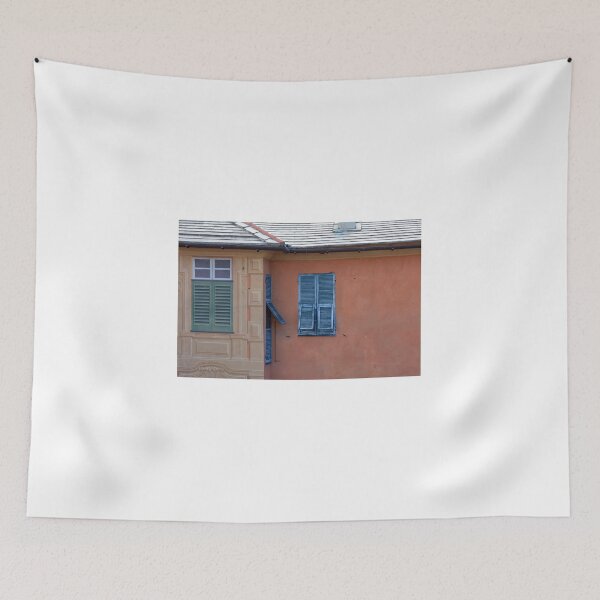 Item preview, Decorative Italian facade with blue window shutters  designed and sold by oanaunciuleanu.