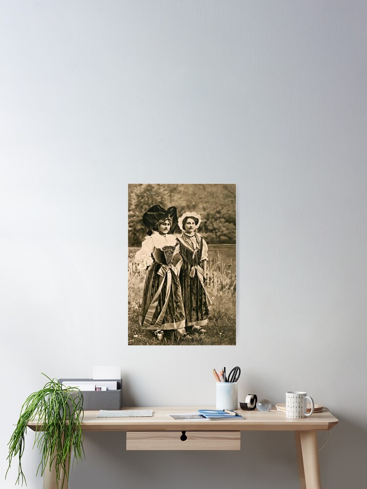 Vintage traditional women from Alsace and Lorraine