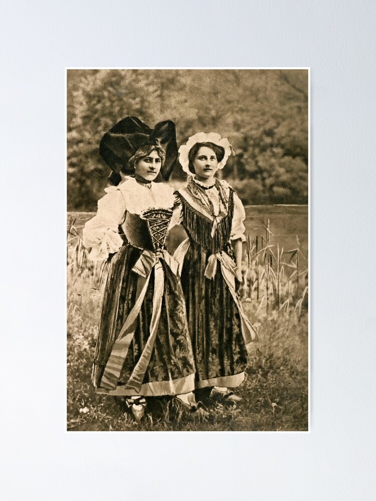 Vintage traditional women from Alsace and Lorraine