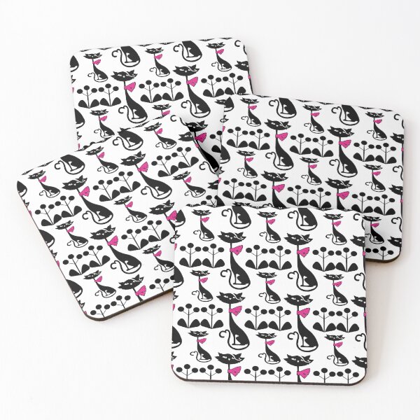 Item preview, Mid Century Modern Black And White  Atomic Cats Pattern designed and sold by Tamas Das.