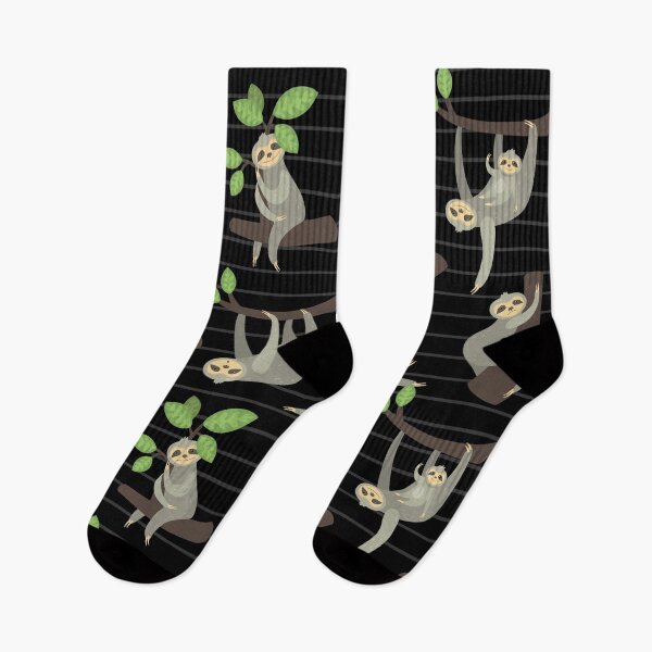 Item preview, Flat Exotic Animals Cute Floral Sloths Funny Cute Lazy Sloth Animals Socks For Men And Women Gifts Idea  designed and sold by NOorYES.