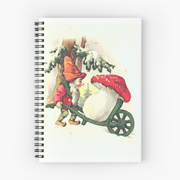 Item preview, Vintage gnome and mushroom print, Winter Christmas  postcard/ illustration  designed and sold by LaundrySalt.