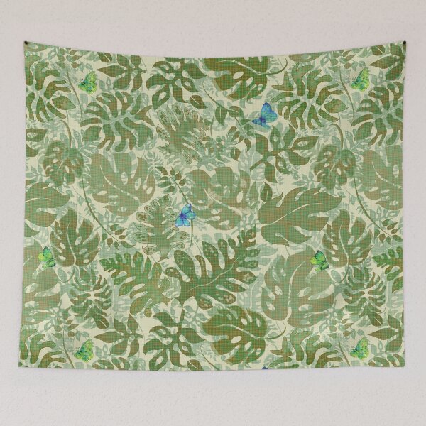 Item preview, Butterflies and Khaki Jungle Leaves designed and sold by Kelly  Thompson.