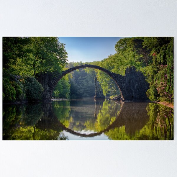 Item preview, bridge forest green mountains spring designed and sold by CervantesArte20.