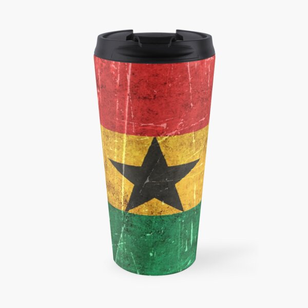 Vintage Aged and Scratched Ghana Flag Travel Mug
