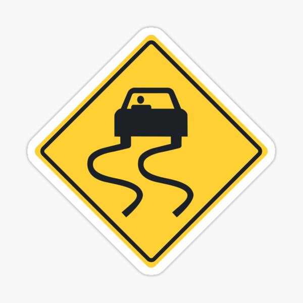 Slippery Road Sign Sticker