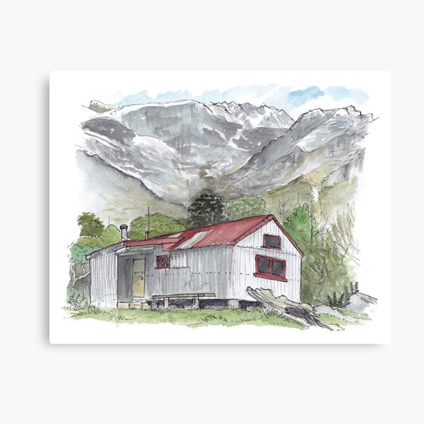 Item preview, Douglas Rock Hut - Aspiring National Park Watercolour designed and sold by Tom Napper Design.