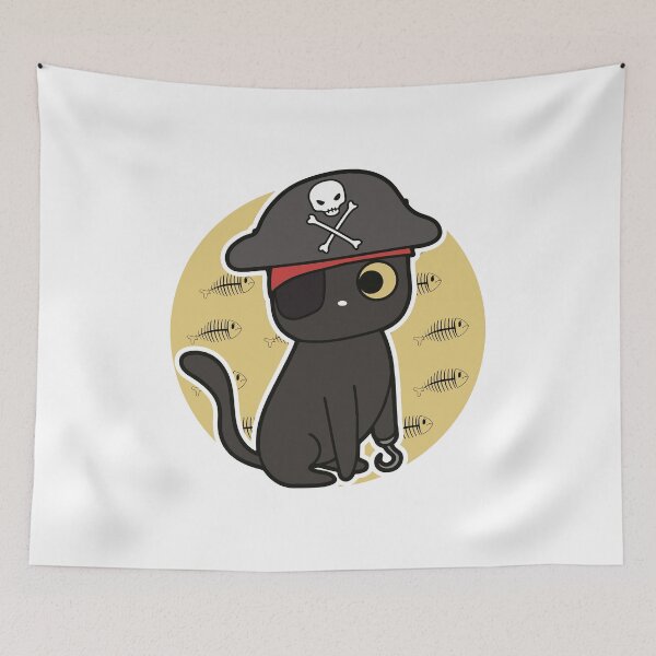 Item preview, Pirate Cat head with fish bone - Funny And Cute Kitten Pirat Cat And Fish bone  designed and sold by Diferenty Shop  ⭐⭐⭐⭐⭐.