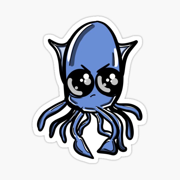 Angry Blue Squid Sticker for Sale by Juliagreen1