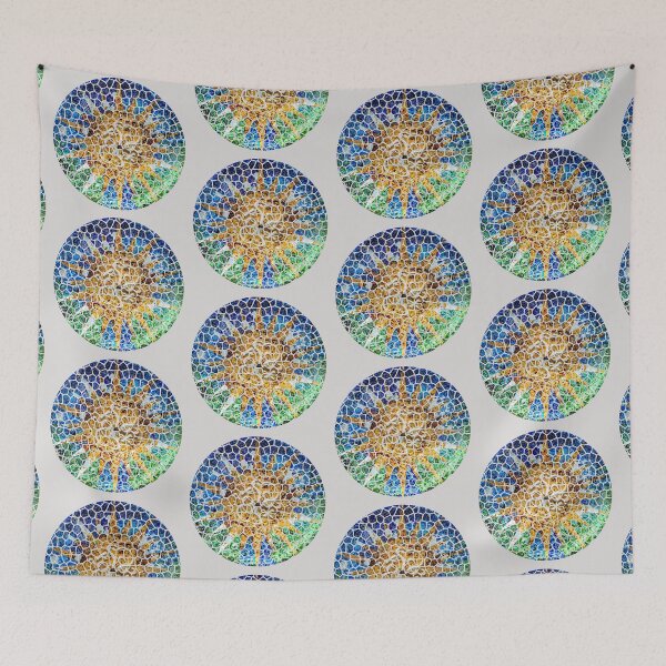 Item preview, Round Mosaic Broken Tiles Gaudi Guell Barcelona Spain designed and sold by Andreea Eva Herczegh.