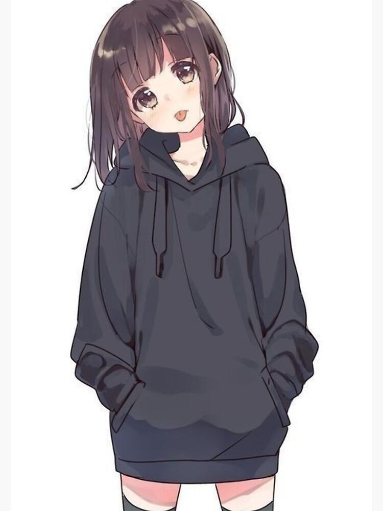 Anime girl in oversized hoodie on sale