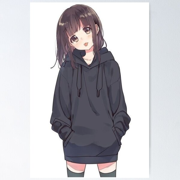 Anime girl in a hoodie Poster for Sale by AszaAri