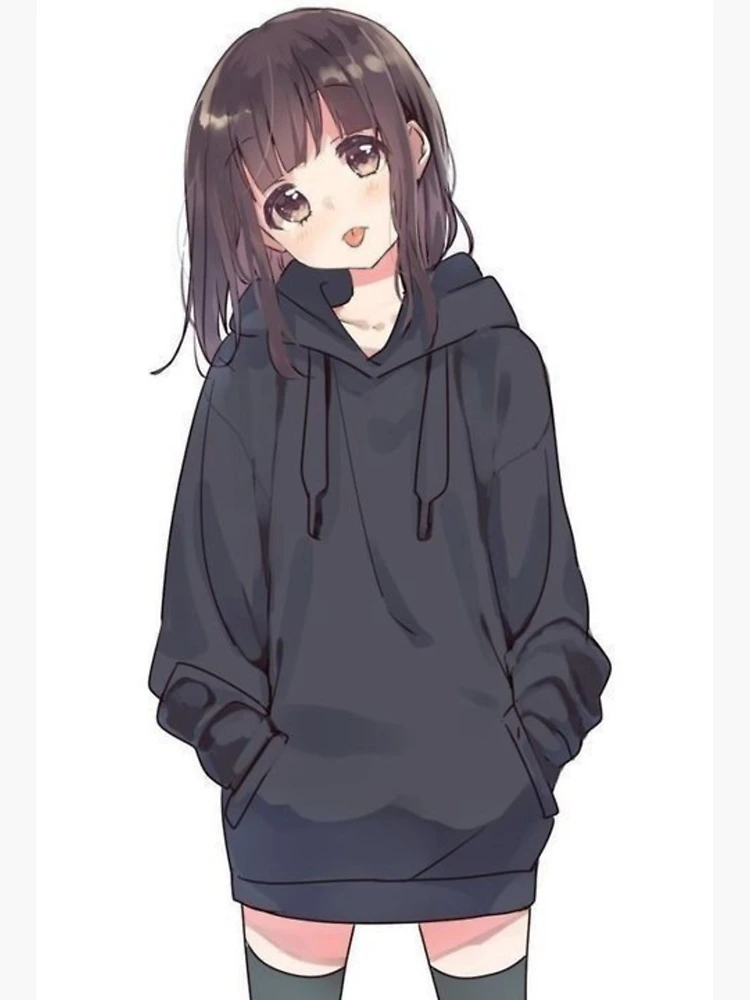 Anime girl in a hoodie Sticker