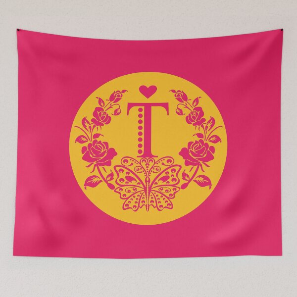 Item preview, Roses, Heart and Butterfly Monogram T designed and sold by ClownFishArts.