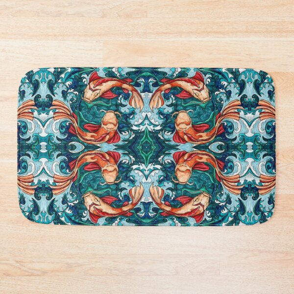 Item preview, Bright japanese koi fish in waves, koi fish pattern designed and sold by NadiaChevrel.