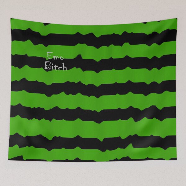 Item preview, Emo B*tch green and black wavy striped design designed and sold by C.l S.