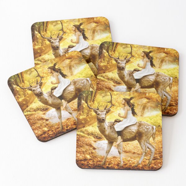 Item preview, Deer in the Forest Fantasy Art Print designed and sold by DegoPine  Art Studio.