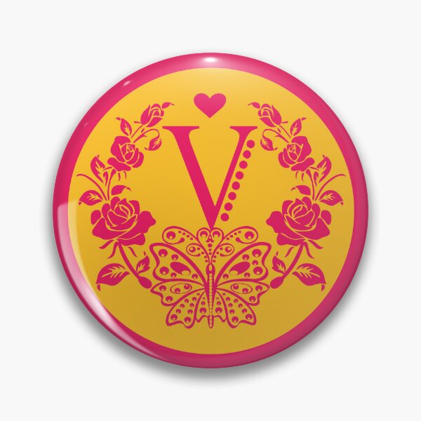 Item preview, Roses, Heart and Butterfly Monogram V designed and sold by ClownFishArts.