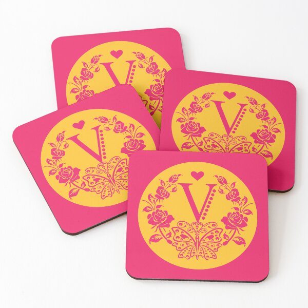 Item preview, Roses, Heart and Butterfly Monogram V designed and sold by ClownFishArts.
