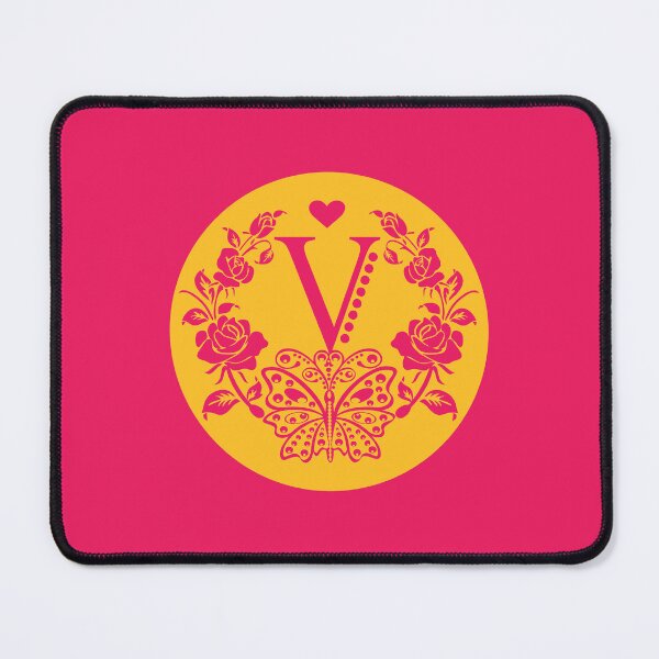 Item preview, Roses, Heart and Butterfly Monogram V designed and sold by ClownFishArts.