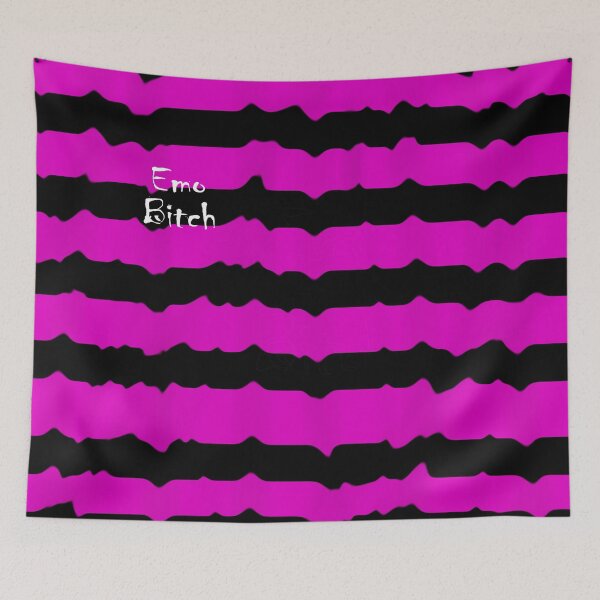 Item preview, Emo B*tch neon pink and black wavy striped design designed and sold by C.l S.