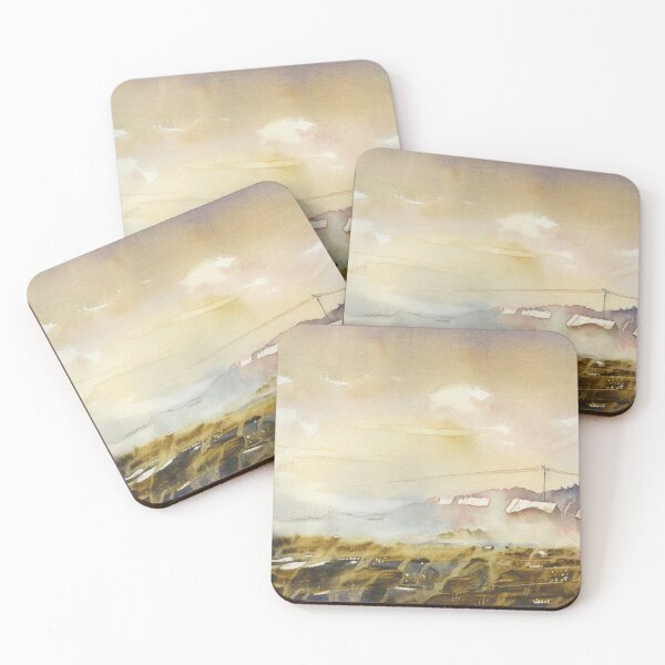 Item preview, Mist covered landscape painting with buildings.   designed and sold by rfoxphoto.
