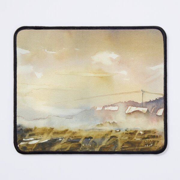 Item preview, Mist covered landscape painting with buildings.   designed and sold by rfoxphoto.
