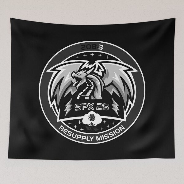 Item preview, SpaceX CRS-25 mission patch - black and white designed and sold by trendistudio.