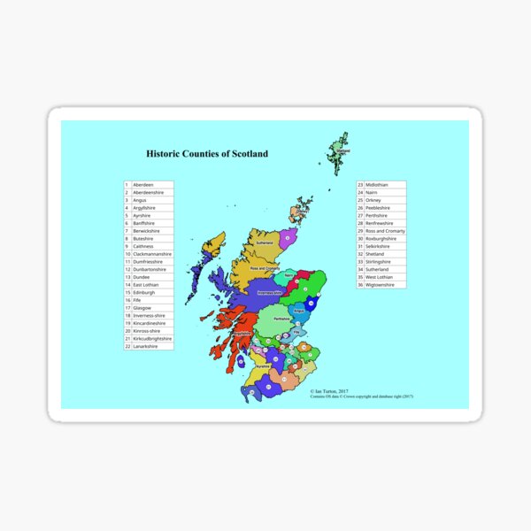 Historic Counties of Scotland Sticker
