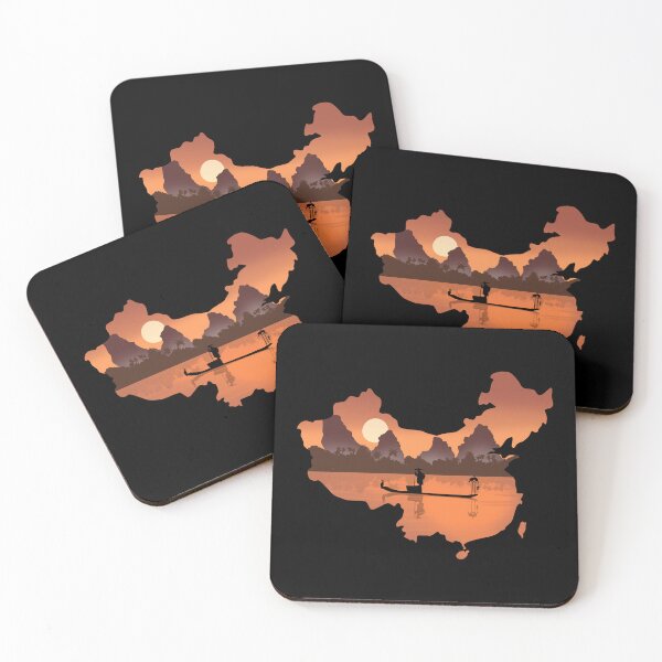 Item preview, China map and colorful landscape designed and sold by landscapeworlds.