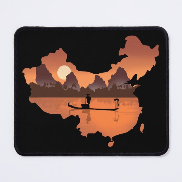 Item preview, China map and colorful landscape designed and sold by landscapeworlds.