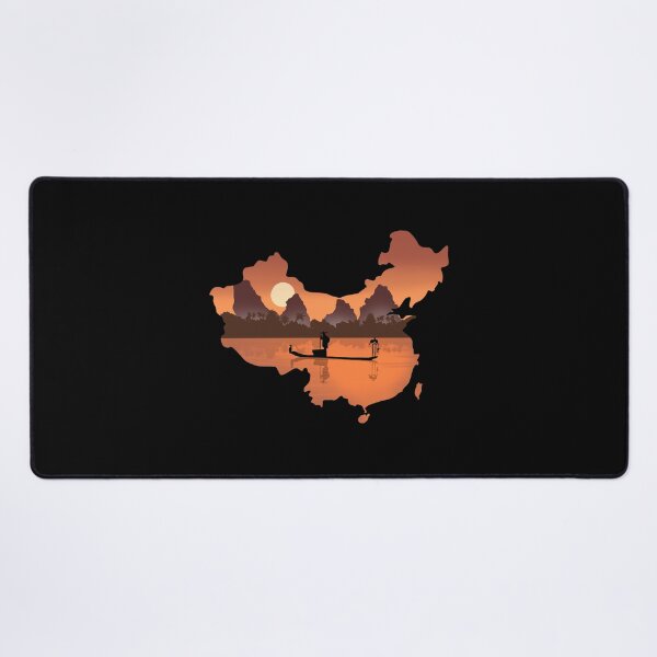 Item preview, China map and colorful landscape designed and sold by landscapeworlds.