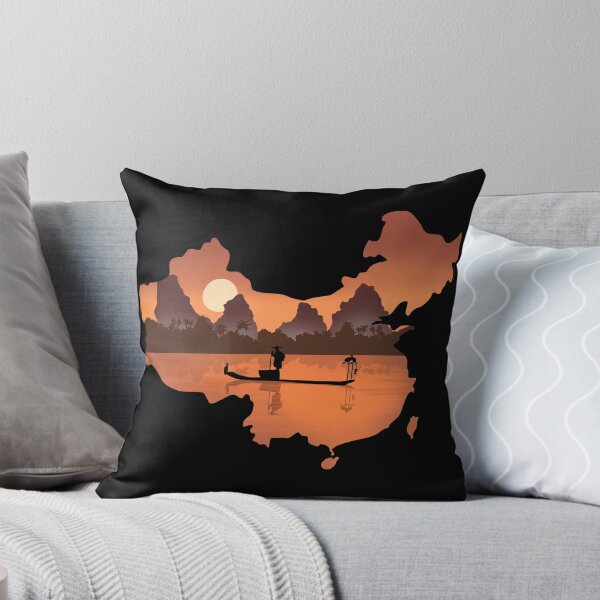 Item preview, China map and colorful landscape designed and sold by landscapeworlds.