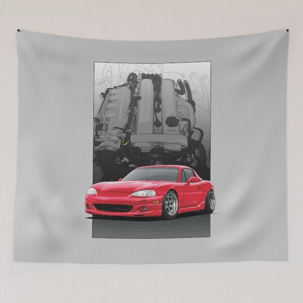 Artikelvorschau, Mx5 / Miata NB MK2 mit Motorkulisse (rot) entworfen und verkauft von ArtyMotive.