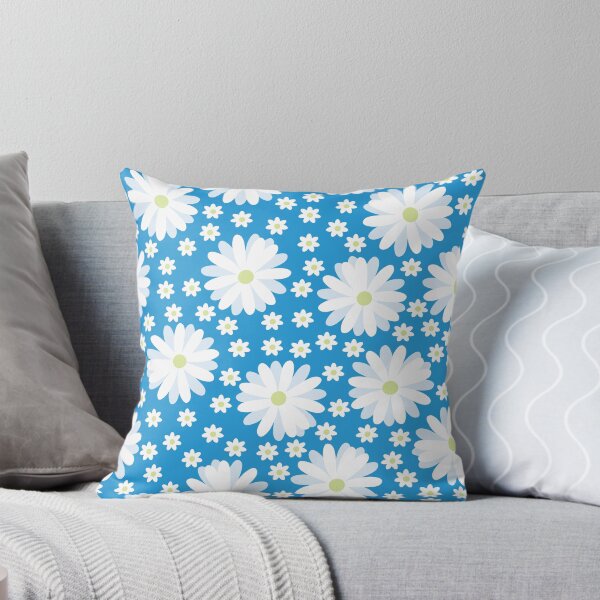 Item preview, White Daisies Floral Pattern Blue Background designed and sold by geraldineMS.