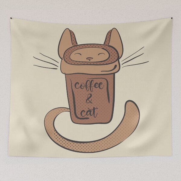 Item preview, Halftone textured typography coffee and cat on paper cup designed and sold by CutieBlue.