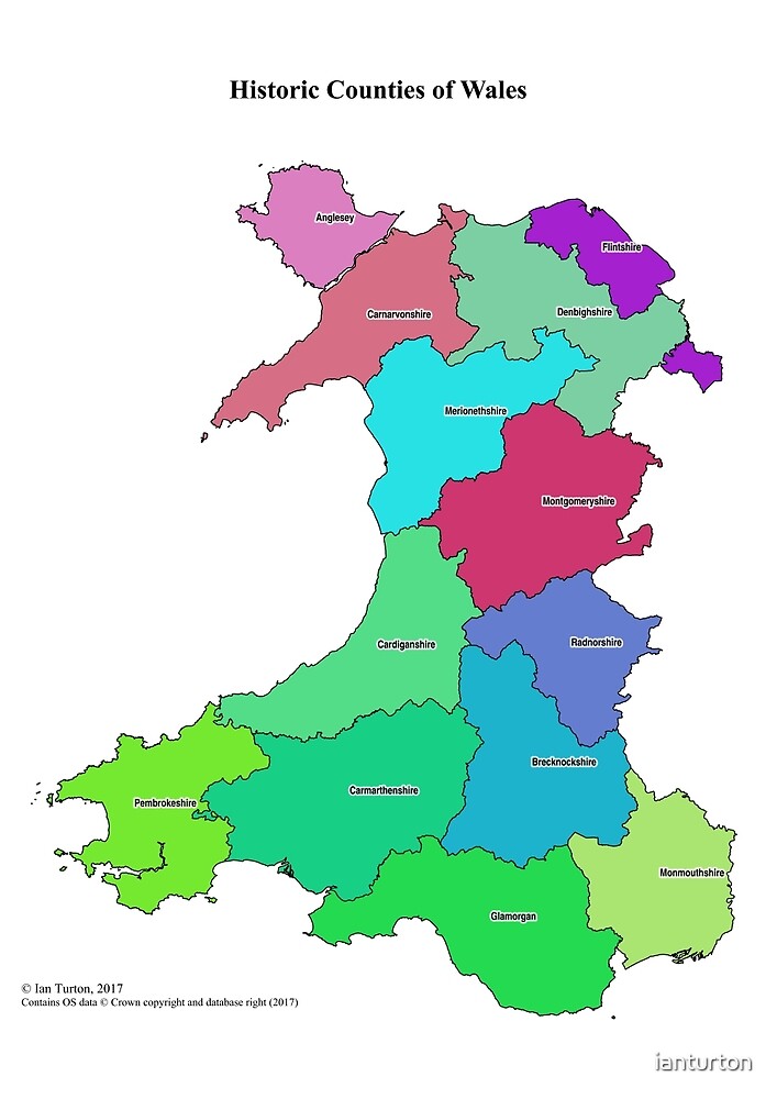 "Historic Counties of Wales" by ianturton  Redbubble