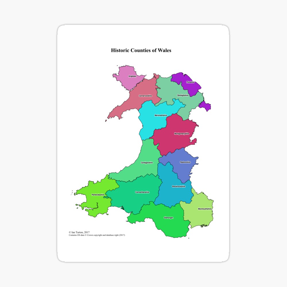 Wales Counties Map 2019 Historic Counties Of Wales" Art Board Print By Ianturton | Redbubble