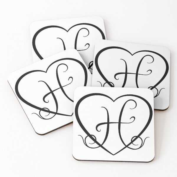 Item preview, Romantic linear illustration of a heart with letter H. designed and sold by kosnatvi.