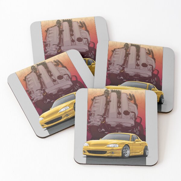 Item preview, Mx5 / Miata NB MK2 with engine backdrop (yellow) designed and sold by ArtyMotive.
