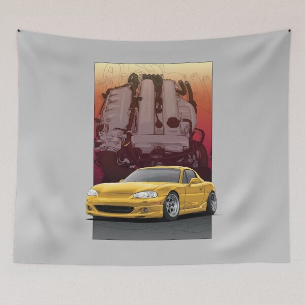 Item preview, Mx5 / Miata NB MK2 with engine backdrop (yellow) designed and sold by ArtyMotive.