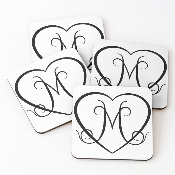 Item preview, Romantic linear illustration of a heart with letter M. designed and sold by kosnatvi.