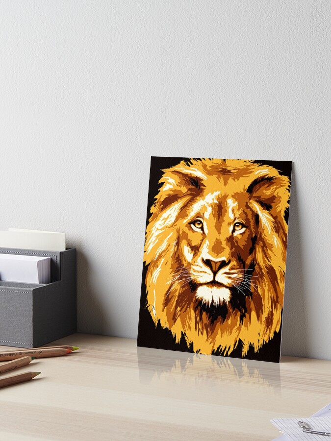 Lion Head Gold, lion face Art Board Print for Sale by shopbrahim