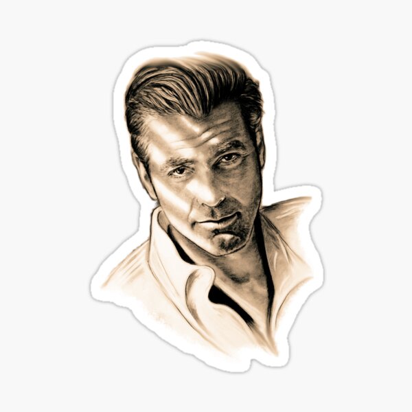 Clooney portrait drawing antique Sticker