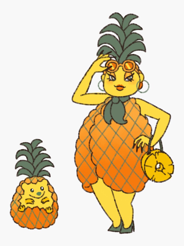 "Pineapple Lady" Sticker by archibaldzeppo Redbubble