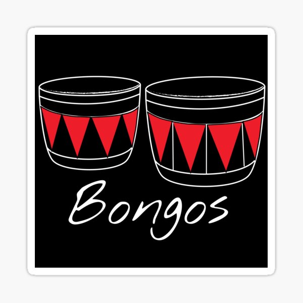 "Bongos Design for Drummers and Musicians with black text" Sticker by